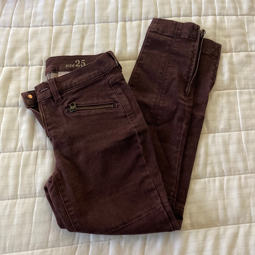 Jcrew maroon red moto pants